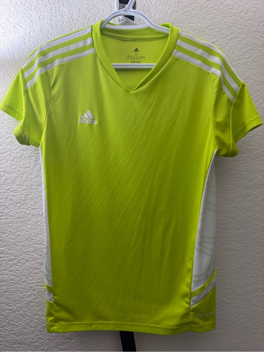 Adidas Neon Yellow V‑Neck Athletic Tee
